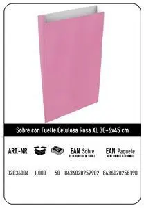 Sobre Celulosa Xl 30+6X45 Rosa Paquete 25 uds