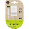 CARGADOR DOBLE BLANCO + CABLE BRAIDED NYLON MICRO