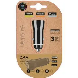 Cargador Doble Mechero Coche Negro Alto Rendimient