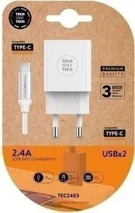 Cargador Doble Blanco + Cable Braided Nylon Tipo u