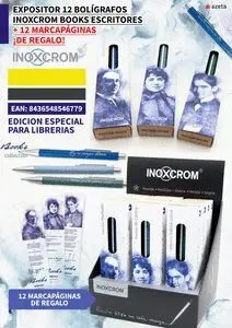 Expositor 12 Boligrafos Inoxcrom Books Escritores