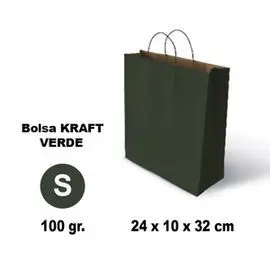 Bolsa Kraft S 24X10X32 100G Verde 25 Unidades