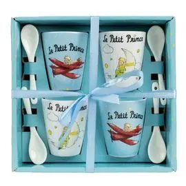 Pack 4 Tazas + Cuchara Lpp Avion y Luna