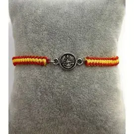 Pulsera Virgen Rocio 10Mm Baño Plata Macrame Españ