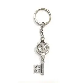 Llavero Metal Llave San Benito Baño Plata 50Mm