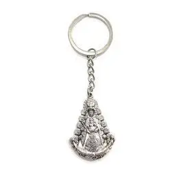 Llavero Virgen Rocio Silueta Metal Baño Plata 40Mm