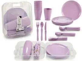 Vajilla con Cubiertos Lila 31 Pcs