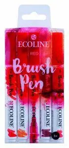 Marcador Ecoline Brushpen Rojo 5 Unidades