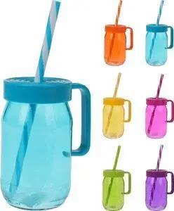 Jarra Cristal con Pajita 370 Ml Colores Surtidos