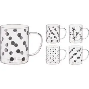 Taza Vidrio Black Whithe 420Ml Surtidas