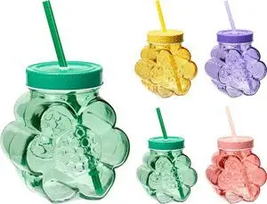Vaso con Tapa y Pajita en Forma de Flor Colores Su