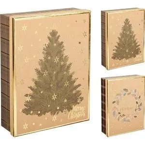 Caja Regalo Navidad 25X19X7Cm Kraft 2 Diseños Surt