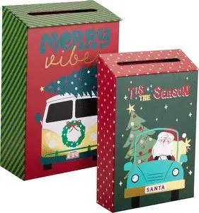 Juego 2 Buzones Navidad Papel 2 Diseños Surtidos