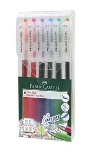 Blister 6 Boligrafos Faber Castell Fast Gel 0,7 Co
