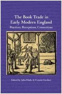 The Book Trade In Early Modern England