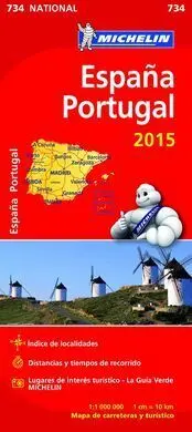 Mapa Despleg. 734 España Portugal 2015 Michelin
