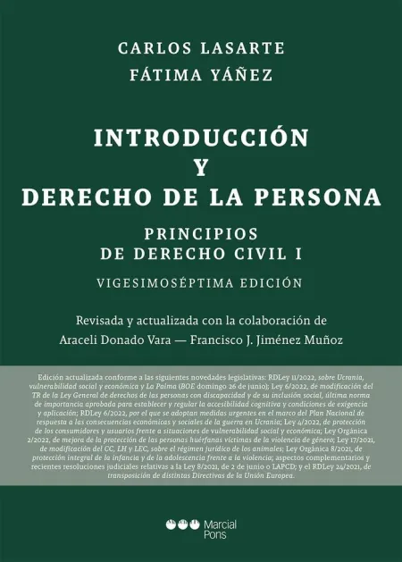 Principios de Derecho Civil I: Introduccion y Derecho de la Persona