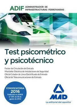 Test Psicométrico y Psicotécnico. Administrador de Infraestructuras Ferroviarias