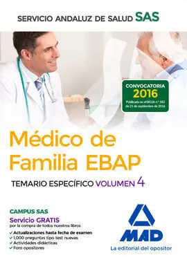 Médico de Familia Ebap del Servicio Andaluz de Salud. Temario Específico Vol 4