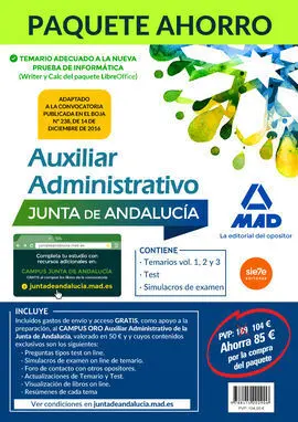 Paquete Ahorro Auxiliar Administrativo Junta de Andalucía. Ahorra 85 ? (Incluye