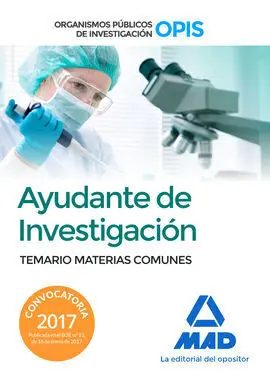 Ayudantes de Investigación de los Organismos Públicos de Investigación. Temario