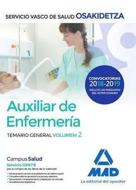 Auxiliar de Enfermería de Osakidetza-Servicio Vasco de Salud. Temario General Vo
