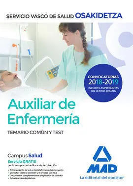 Auxiliar de Enfermería de Osakidetza-Servicio Vasco de Salud. Temario Común y te