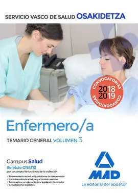 Enfermero/A Osakidetza Servicio Vasco de Salud Temario General Volumen 3