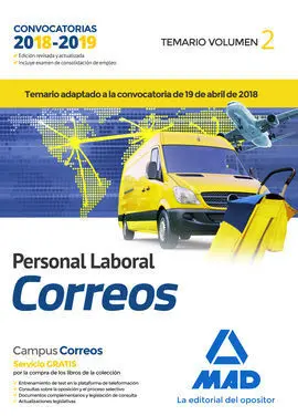 Personal Laboral de Correos y Telégrafos. Temario Volumen 2