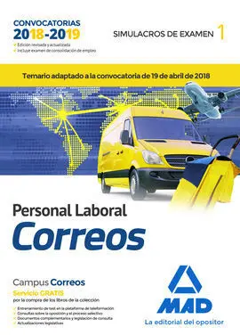 Personal Laboral de Correos y Telégrafos. Simulacros de Examen Volumen 1