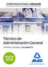 TÉCNICO  DE ADMINISTRACIÓN GENERAL DE CORPORACIONES LOCALES. TEMARIO GENERAL VOL