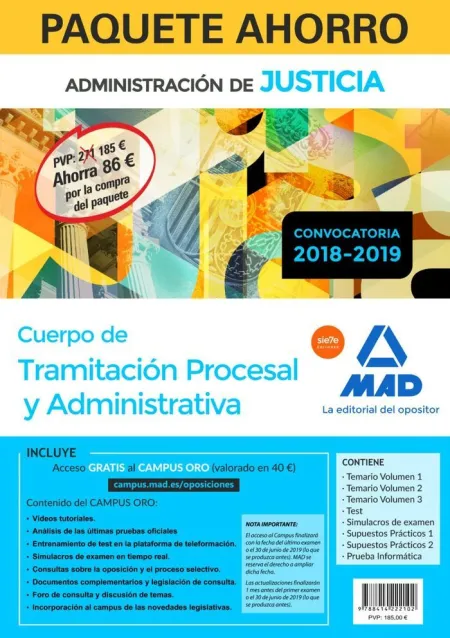 Paquete Ahorro Tramitación Procesal y Administrativa (Turno Libre). Ahorra 86 ?