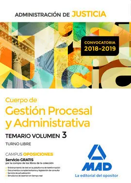 Cuerpo de Gestión Procesal y Administrativa de la Administración de Justicia (Tutor) - Vol. 3º