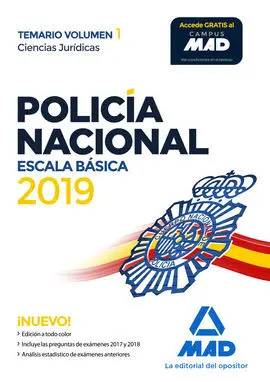 Policía Nacional Escala Básica. Temario Volumen 1 Ciencias Jurídicas