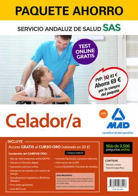 Paquete Ahorro y Test Online Gratis Celador/A del Servicio Andaluz de Salud. Aho