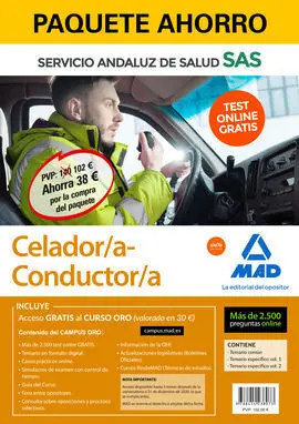 Paquete Ahorro y Test Online Gratis Celador/A Conductor/A del Servicio Andaluz D