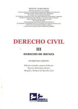 Derecho Civil Iii. Derecho de Bienes. 12ª Ed. 2016