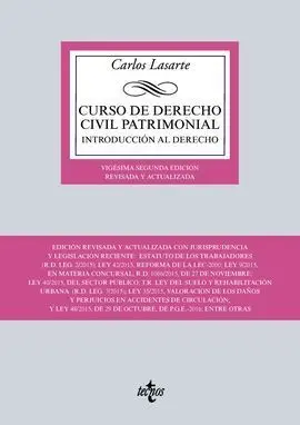 Curso de Derecho Civil Patrimonial. Introducción Al Derecho (22ª Ed. 2016)