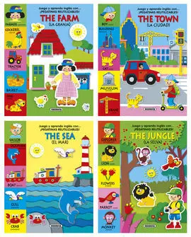 Juego y Aprendo Inglés con Pegatinas Reutilizables (4 Títulos)