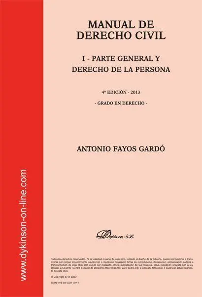 Manual de Derecho Civil I. Parte General y Derecho de la Persona