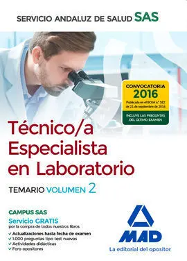 Técnico/A Especialista en Laboratorio del Servicio Andaluz de Salud. Temario Específico Volumen 2