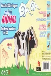Vaca Mini Animal Puzle de Madera en 3D