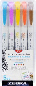 ROTULADOR ZEBRA MILDLINER DOBLE PUNTA PINCEL 5 COL