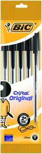 BOLIGRAFO BIC CRISTAL MEDIO BLISTER 5 UDS NEGRO 80