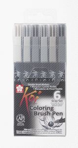 ROTULADORES KOI COLOR PINCEL ESTUCHE 6 UNIDADES