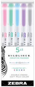 ROTULADOR ZEBRA MILDLINER FAVORITES 5 COLORES SURT