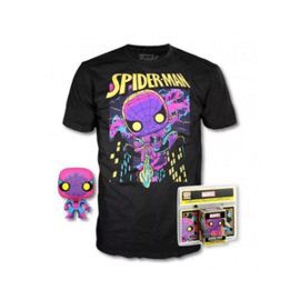 POP   TEE MARVEL SPIDERMAN BLACK LIGHT FUNKO + CAM