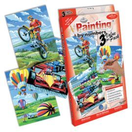 PINTAR POR NUMEROS 21 PIEZAS. MOTOS-COCHES