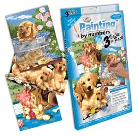 PINTAR POR NUMEROS 21 PIEZAS. PERROS