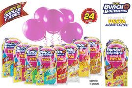 EXPOSITOR 10 PAQUETES 24 GLOBOS PARTY SURT